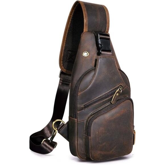 Men Fashion Casual Tea Designer Travel Hiking Crossbody Chest Sling - Picture 3 of 8